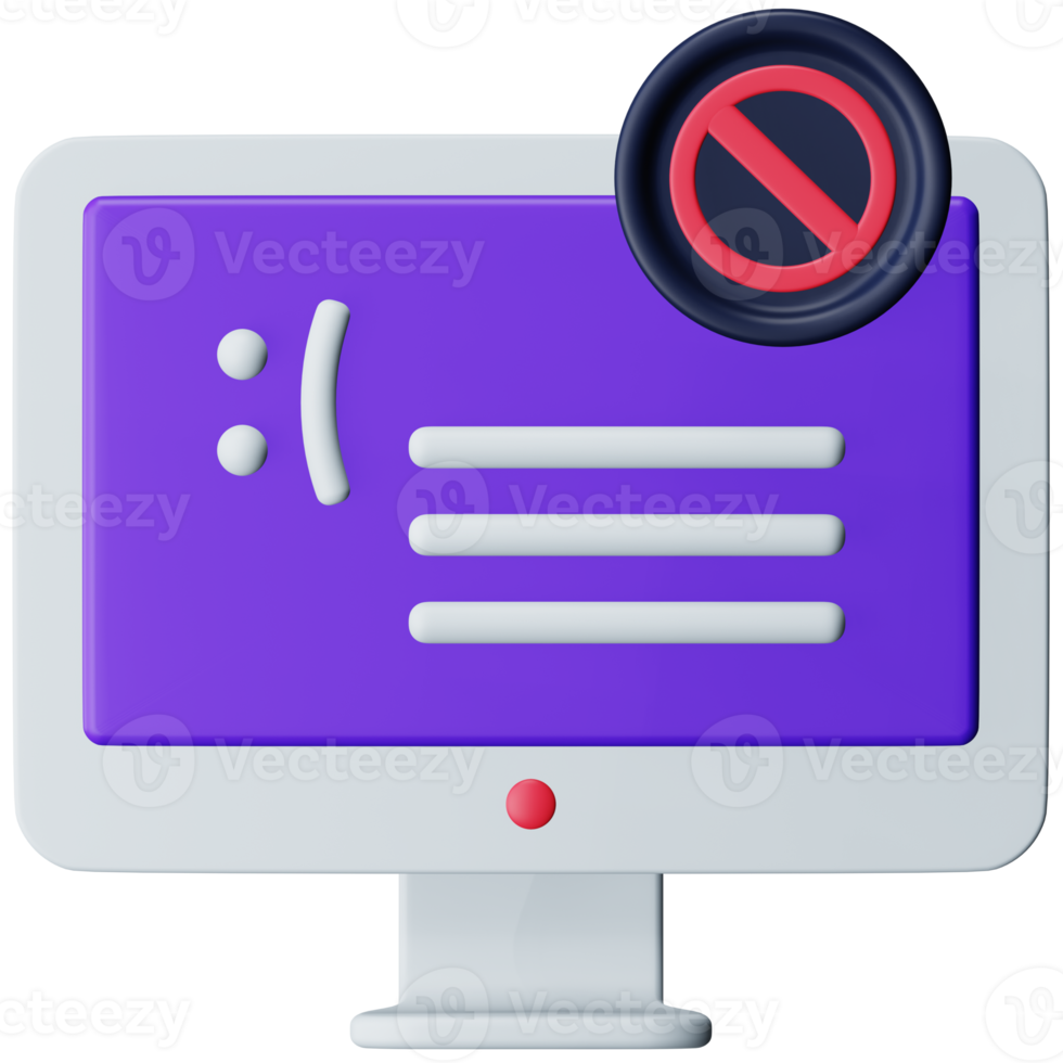 Blue screen error 3d rendering isometric icon. 13363932 PNG