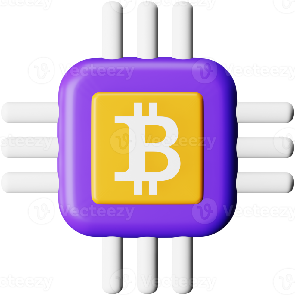 bitcoin processore estrazione 3d interpretazione isometrico icona. png