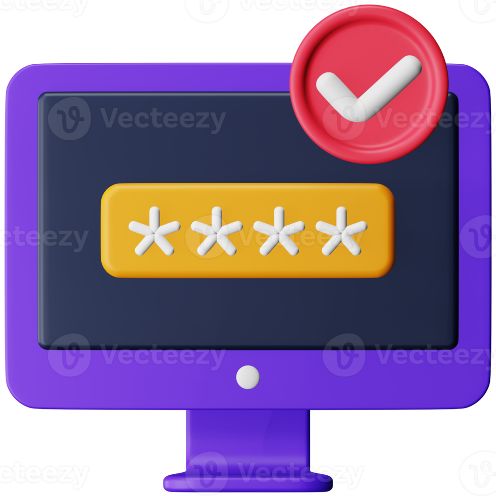 Verified password 3d rendering isometric icon. png