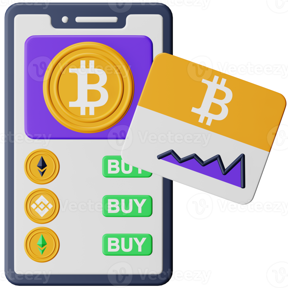 Crypto trading apps 3d rendering isometric icon. png
