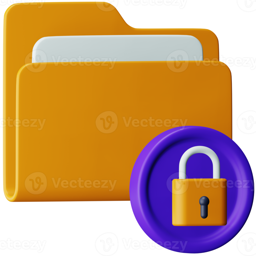 Folder encryption 3d rendering isometric icon. png