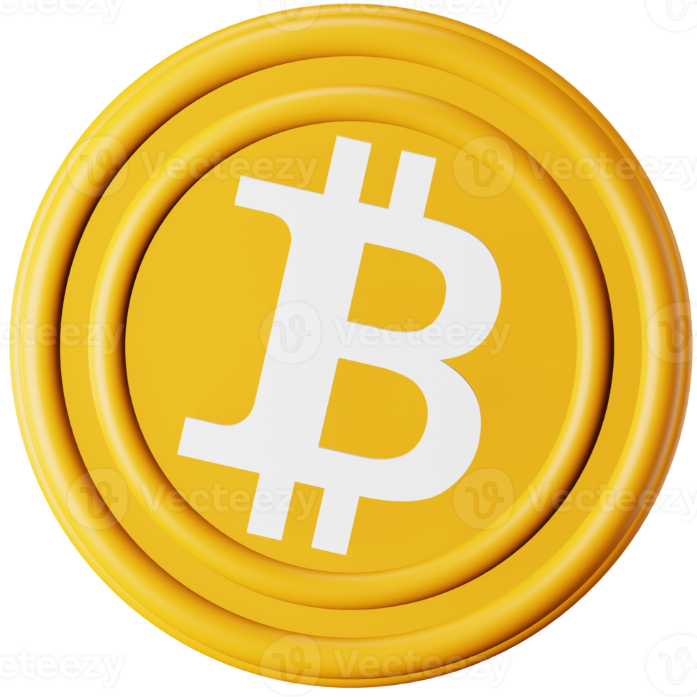 Bitcoin BTC 3d rendering isometric icon. png