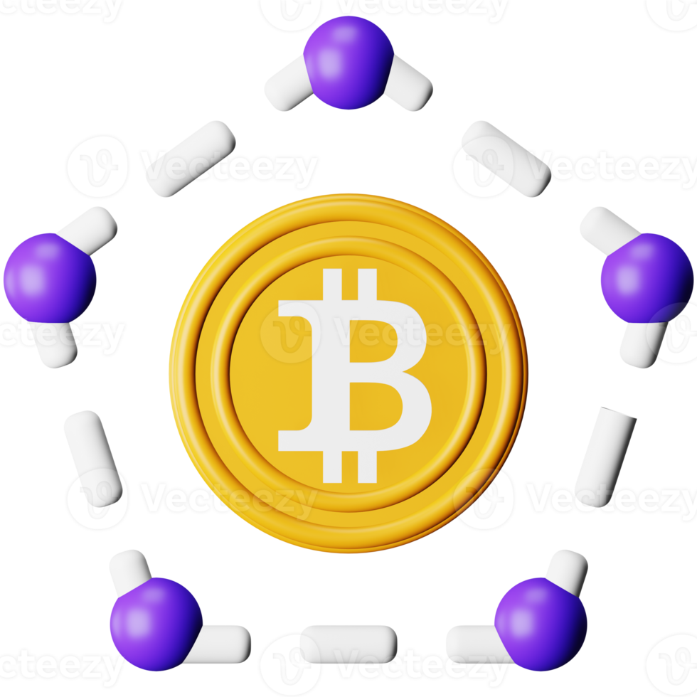 bitcoin blockchain 3d-rendering isometrisches symbol. png