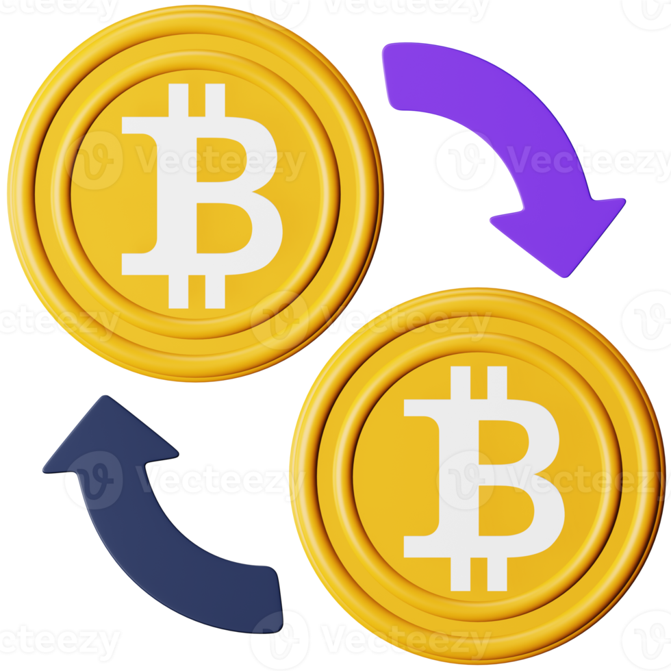 Bitcoin transfer 3d rendering isometric icon. png