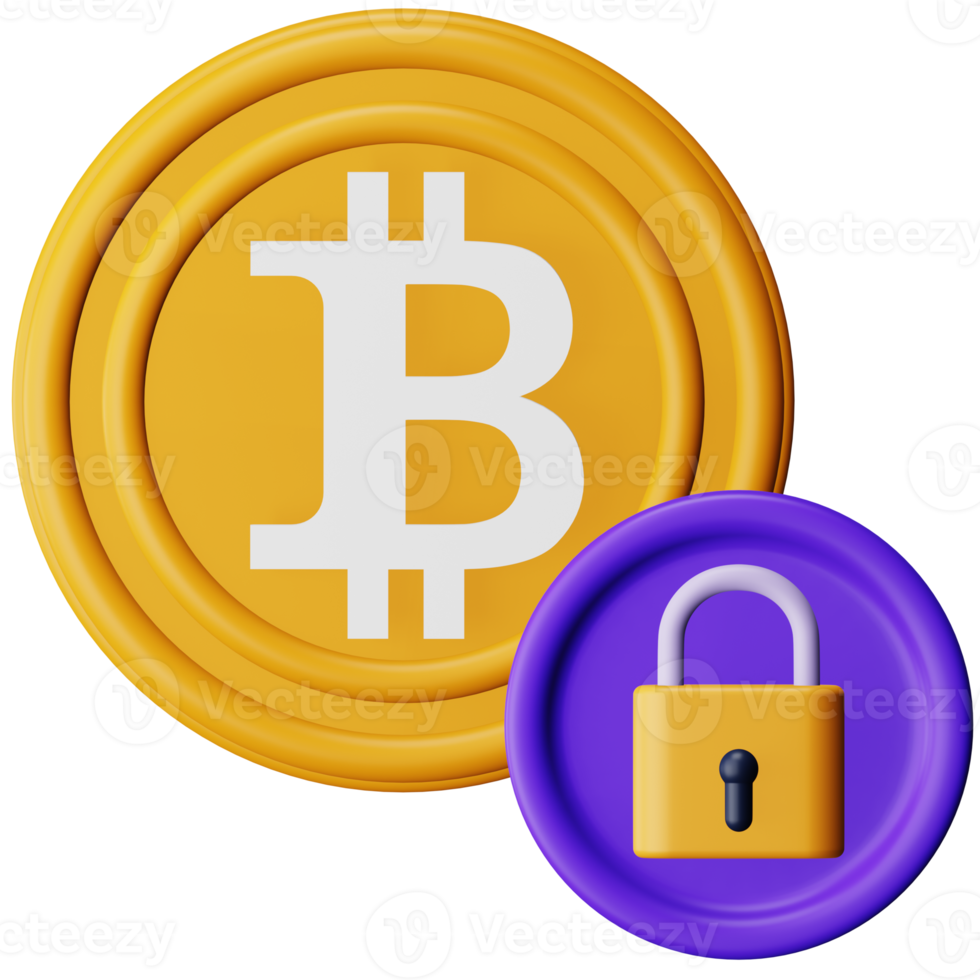 Bitcoin security 3d rendering isometric icon. png