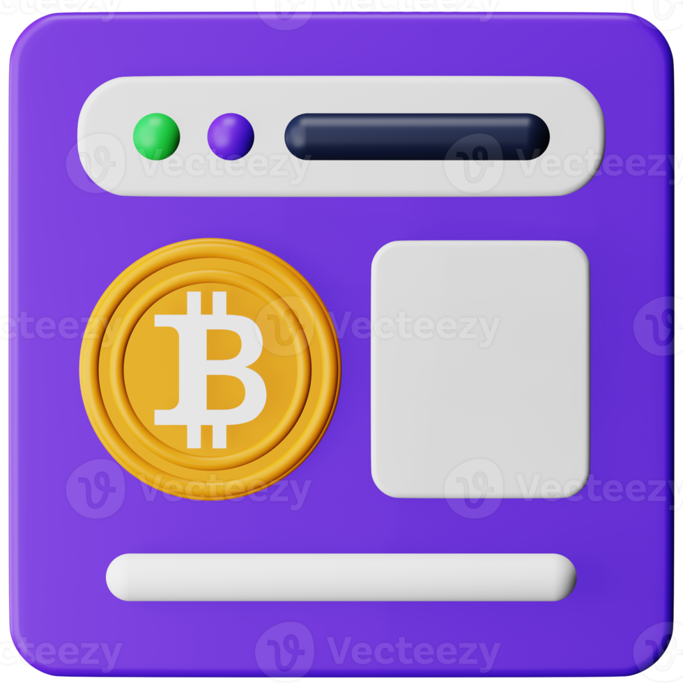 Bitcoin website 3d rendering isometric icon. png