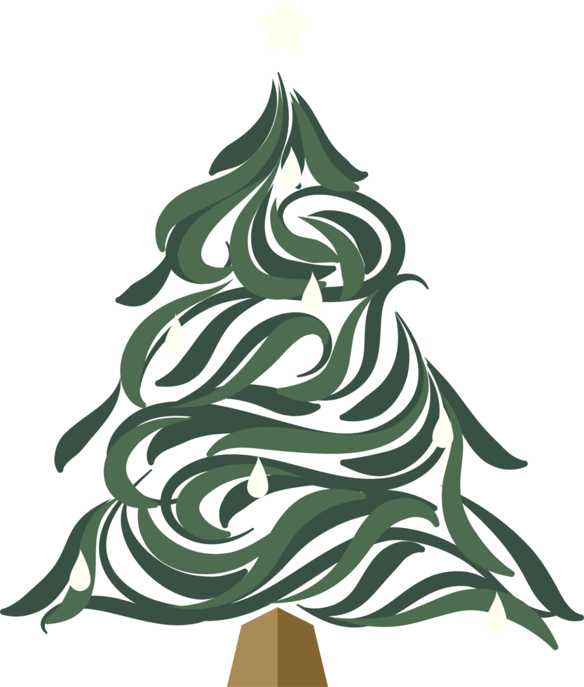 dessin calligraphique de sapin de noël png