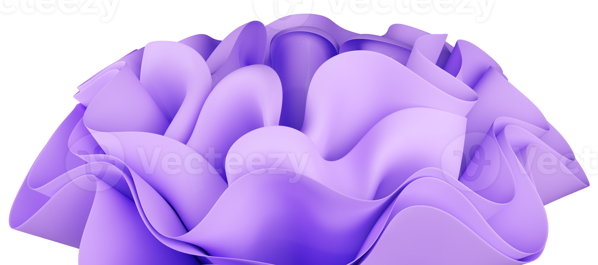 3d abstract layered background. Flower shape. Violet wavy textile for moder fashion design.  Realistic 3d high quality render png