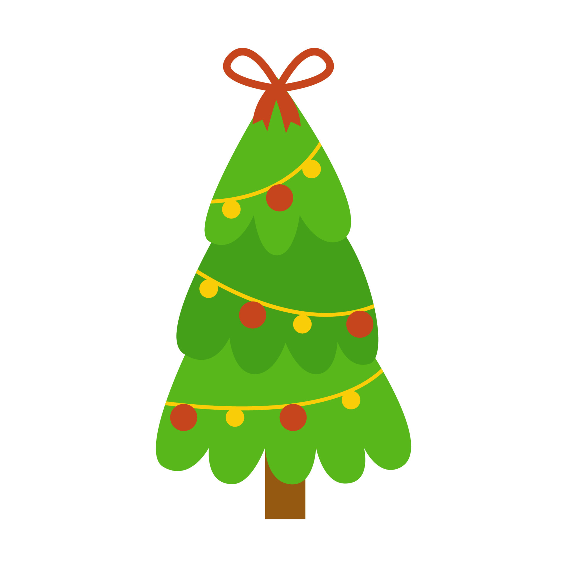 Vector illustration of cartoon Christmas tree on white background ...