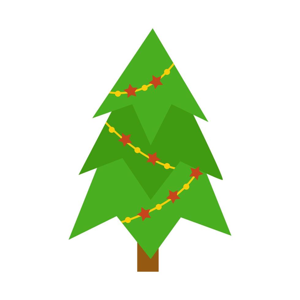 ilustración vectorial del árbol de navidad de dibujos animados sobre fondo blanco. vector