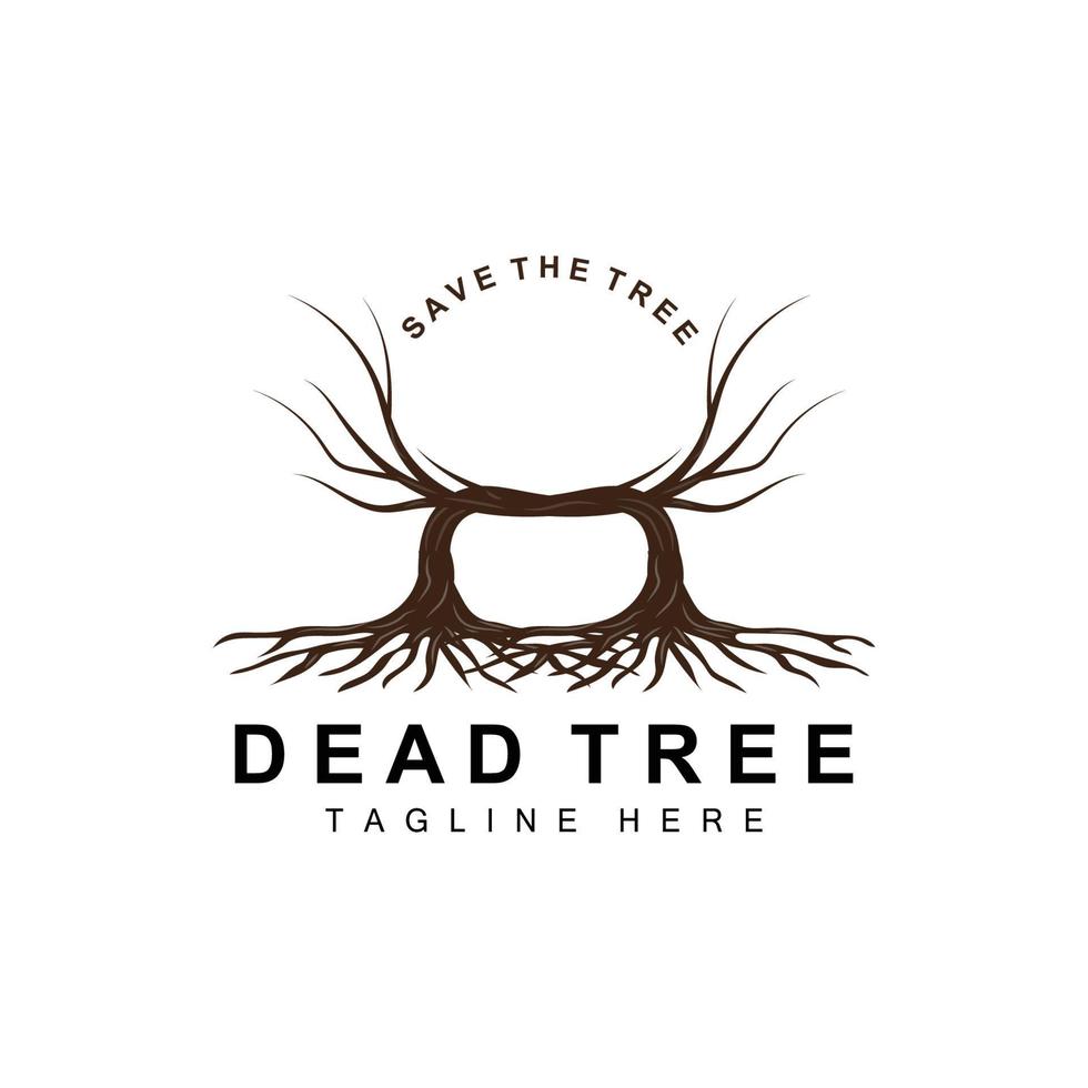 Tree Logo Design, Dead Tree Illustration, Wild Tree Cutting, Global Warming Vector, Earth Drought, Product Brand Icons vector