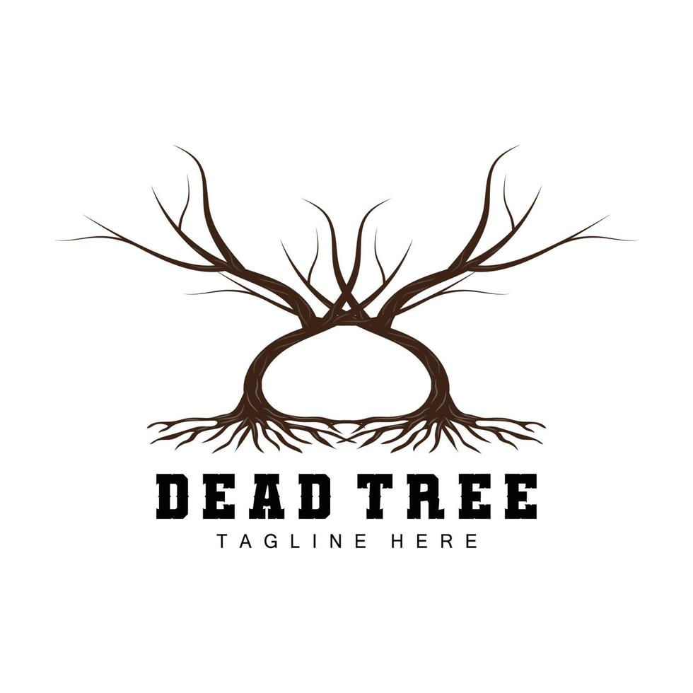 Tree Logo Design, Dead Tree Illustration, Wild Tree Cutting, Global Warming Vector, Earth Drought, Product Brand Icons vector