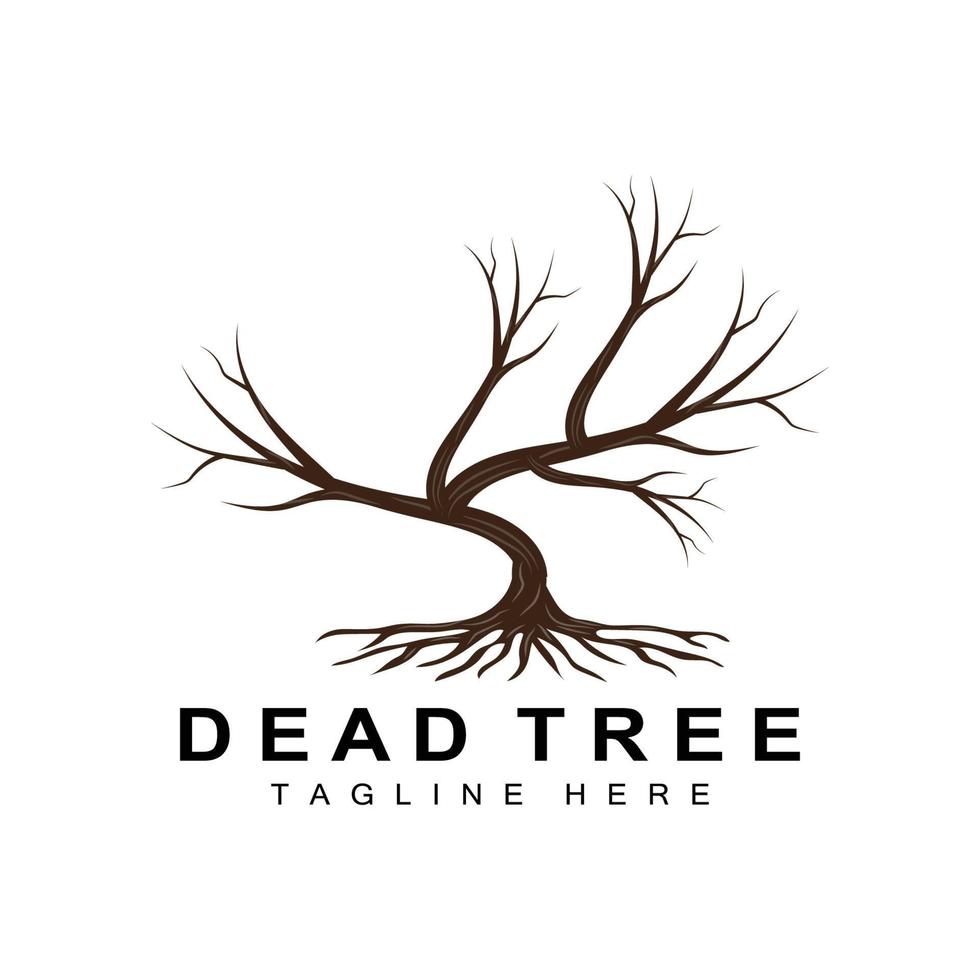 Tree Logo Design, Dead Tree Illustration, Wild Tree Cutting, Global Warming Vector, Earth Drought, Product Brand Icons vector