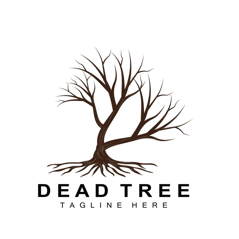 Tree Logo Design, Dead Tree Illustration, Wild Tree Cutting, Global Warming Vector, Earth Drought, Product Brand Icons vector