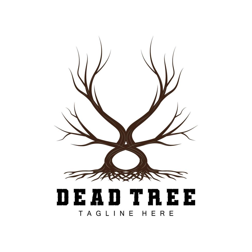 Tree Logo Design, Dead Tree Illustration, Wild Tree Cutting, Global Warming Vector, Earth Drought, Product Brand Icons vector