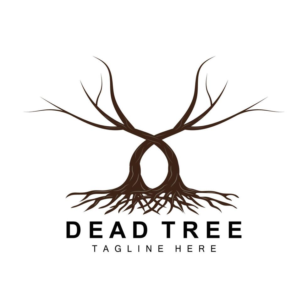 Tree Logo Design, Dead Tree Illustration, Wild Tree Cutting, Global Warming Vector, Earth Drought, Product Brand Icons vector
