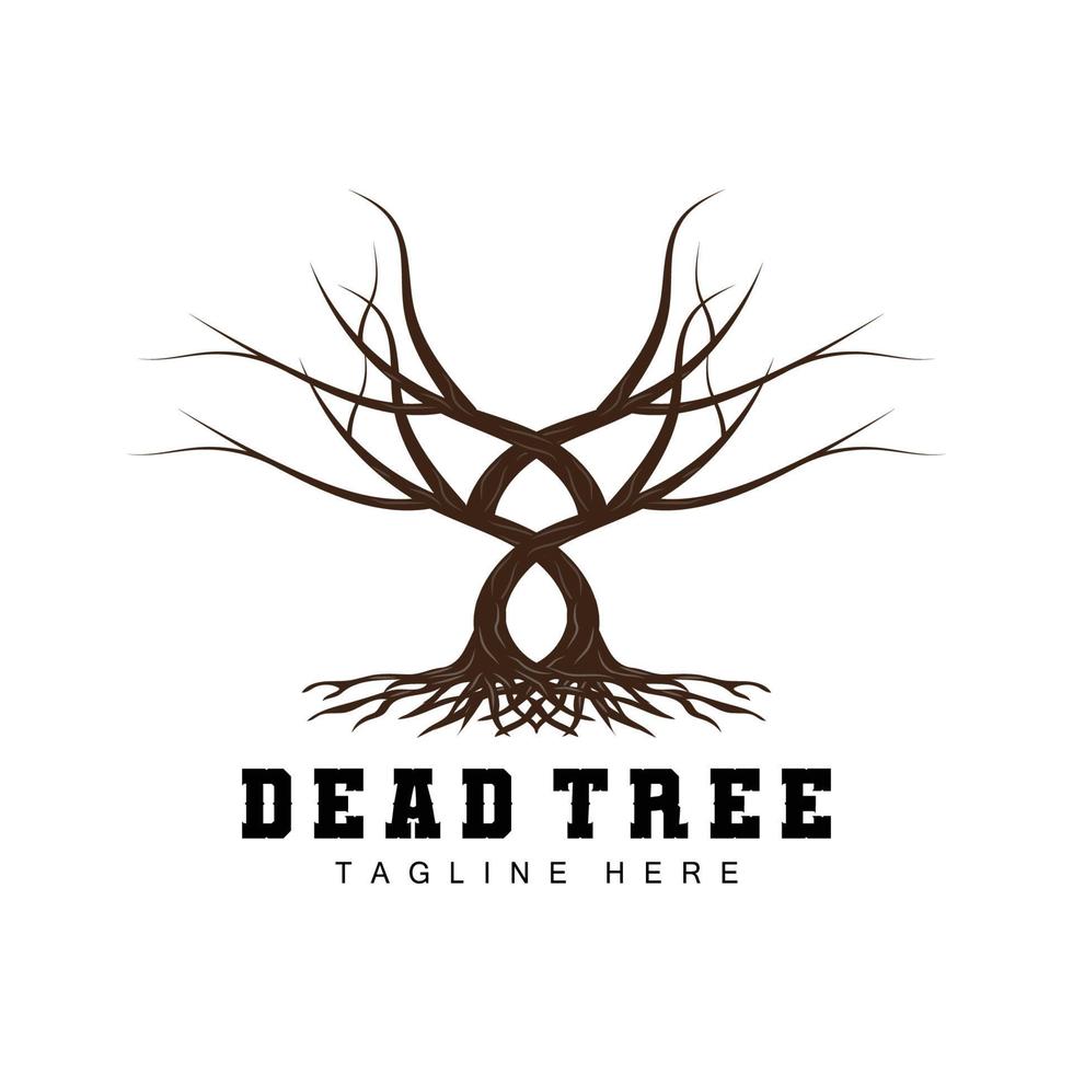 Tree Logo Design, Dead Tree Illustration, Wild Tree Cutting, Global Warming Vector, Earth Drought, Product Brand Icons vector
