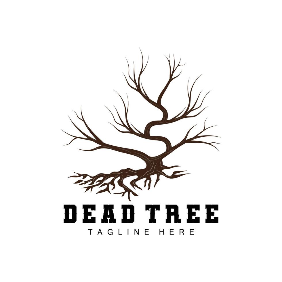 Tree Logo Design, Dead Tree Illustration, Wild Tree Cutting, Global Warming Vector, Earth Drought, Product Brand Icons vector