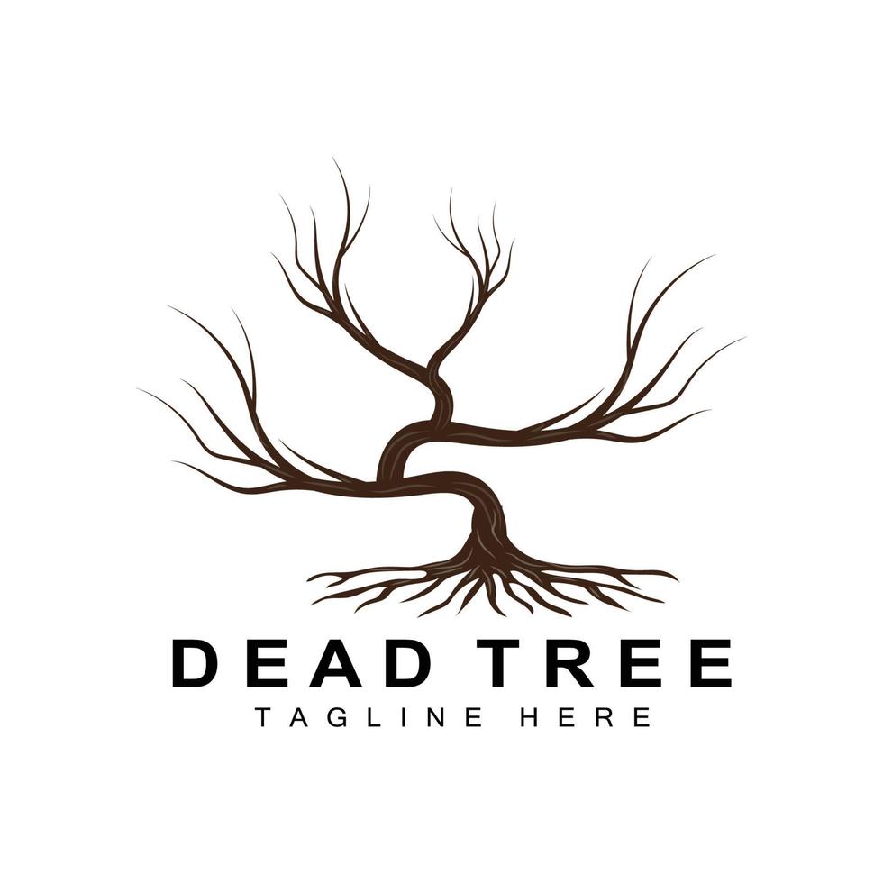 Tree Logo Design, Dead Tree Illustration, Wild Tree Cutting, Global Warming Vector, Earth Drought, Product Brand Icons vector