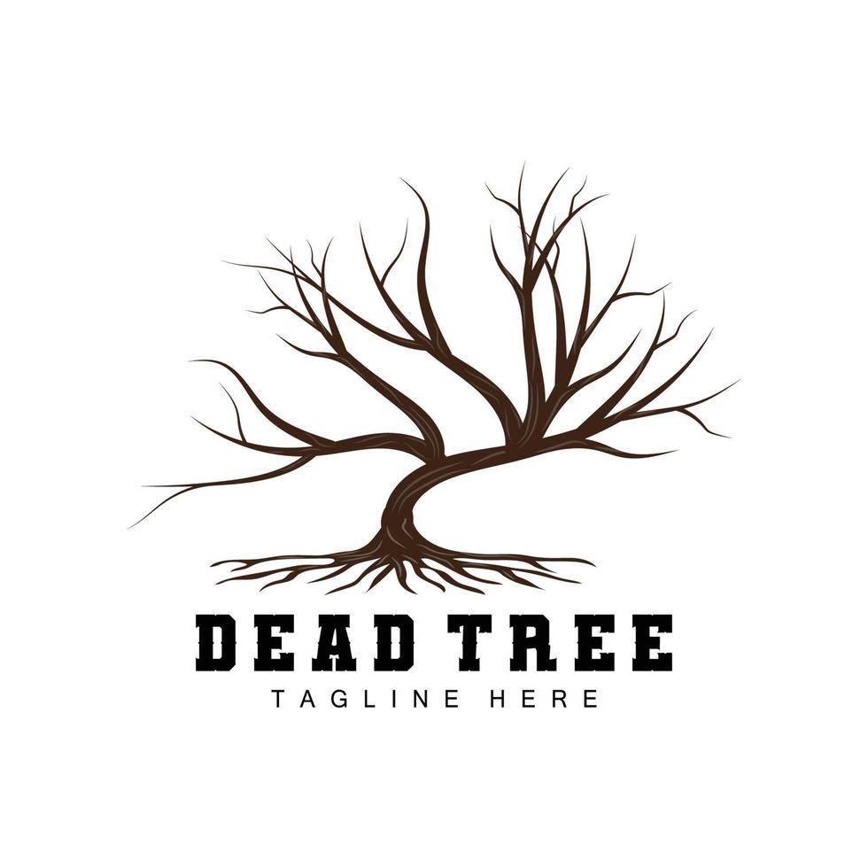 Tree Logo Design, Dead Tree Illustration, Wild Tree Cutting, Global Warming Vector, Earth Drought, Product Brand Icons vector