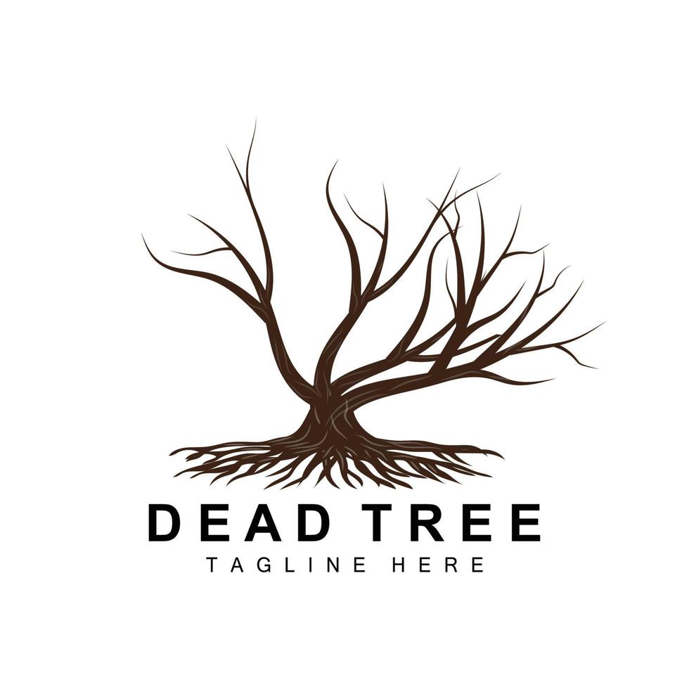 Tree Logo Design, Dead Tree Illustration, Wild Tree Cutting, Global Warming Vector, Earth Drought, Product Brand Icons vector