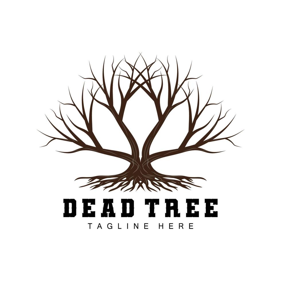Tree Logo Design, Dead Tree Illustration, Wild Tree Cutting, Global Warming Vector, Earth Drought, Product Brand Icons vector