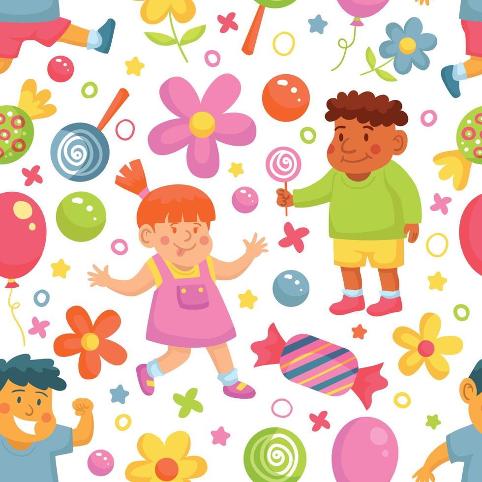 Seamless Pattern with Happy Children vector