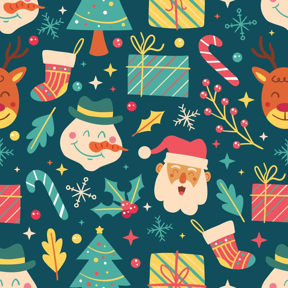 Seamless Pattern with Cute Christmas Ornaments vector