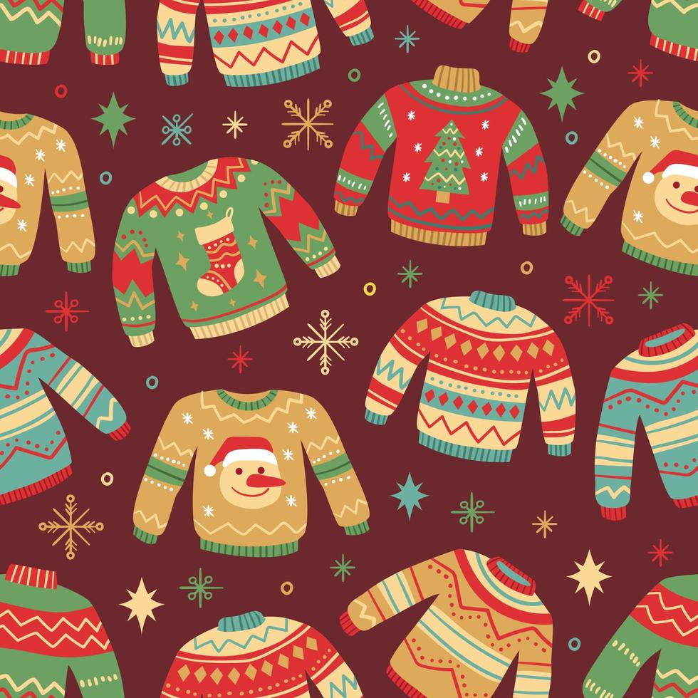 Seamless Pattern with lot of Ugly Sweaters vector