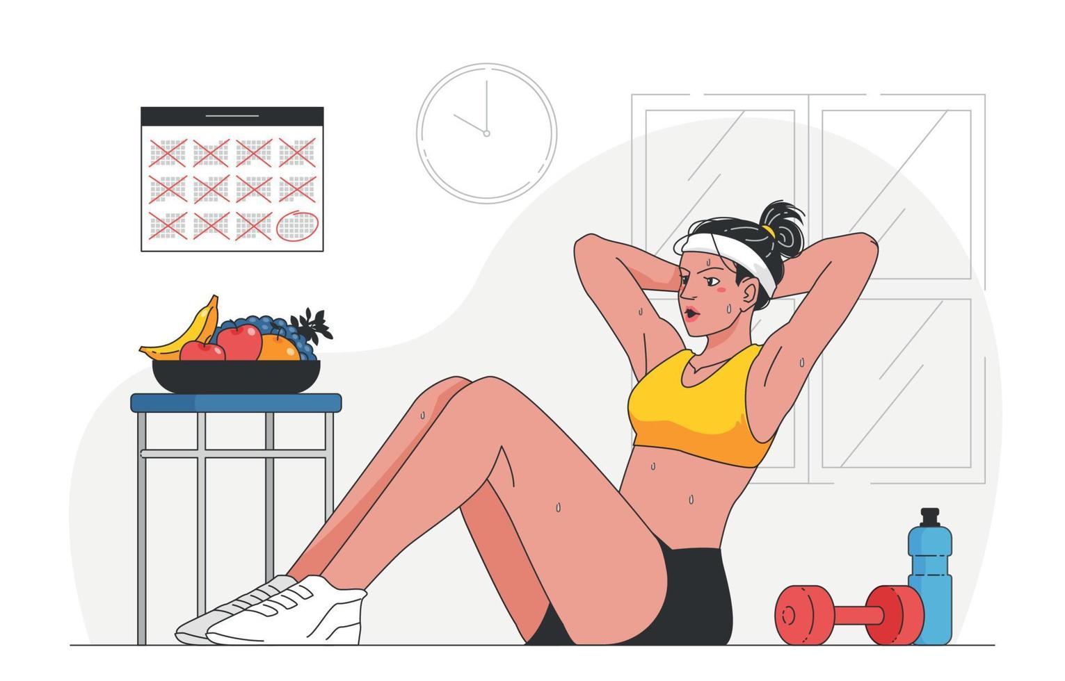 Girl Focused on Her Healthy New Year Resolution vector