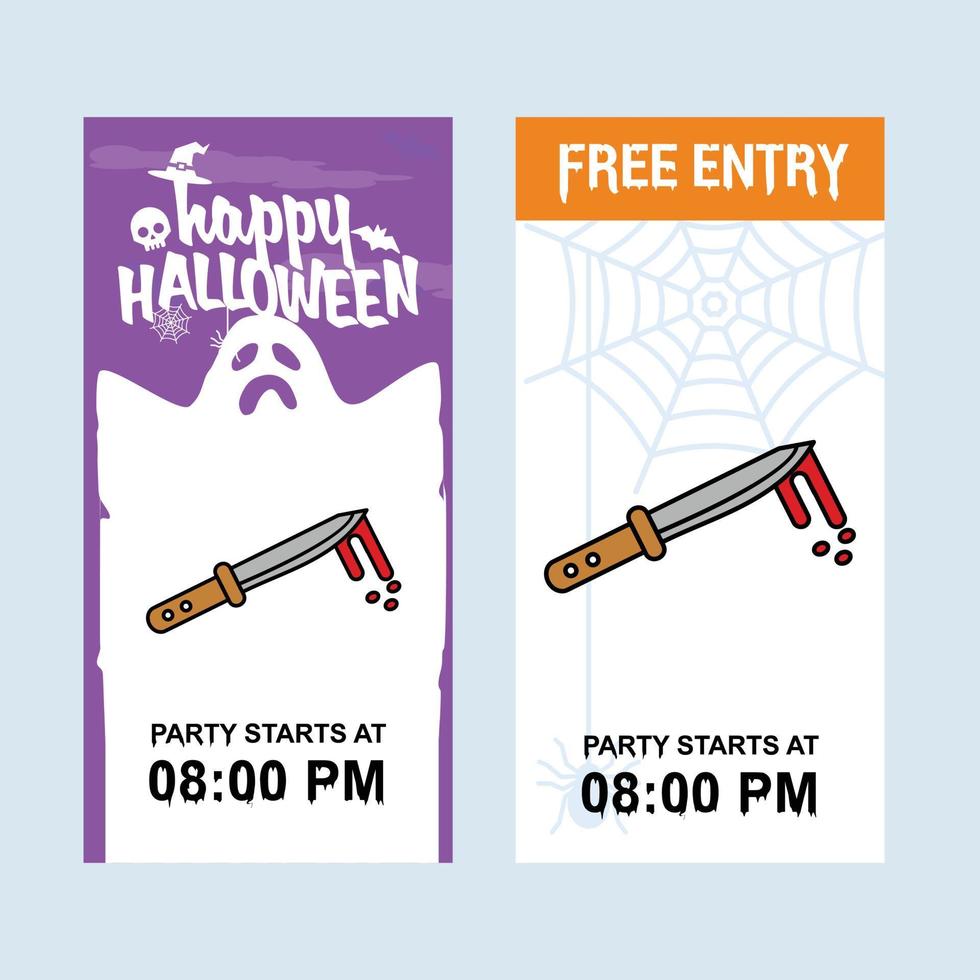 diseño de invitación de halloween feliz con vector de cuchillo