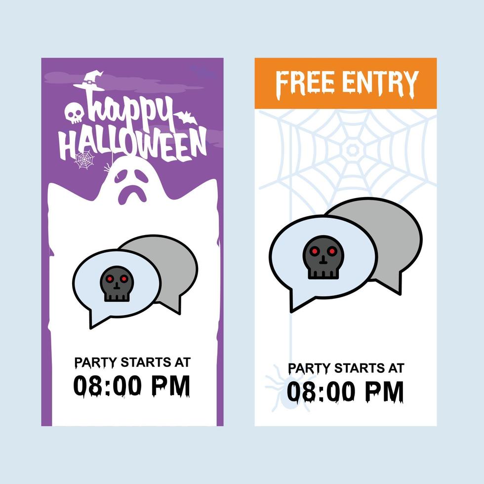 diseño de invitación de feliz halloween con vector de chat