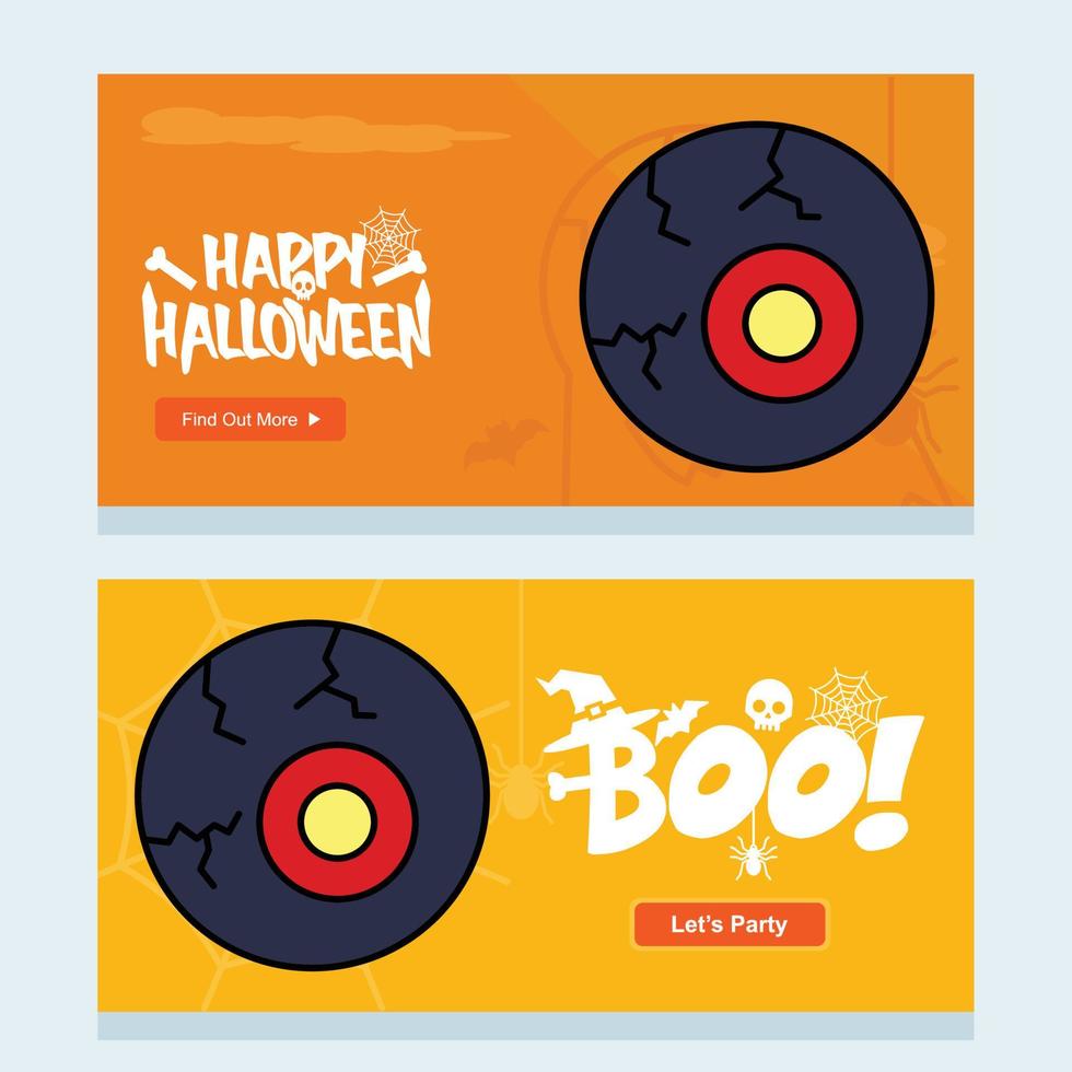 Happy Halloween invitation design with eye ball vector