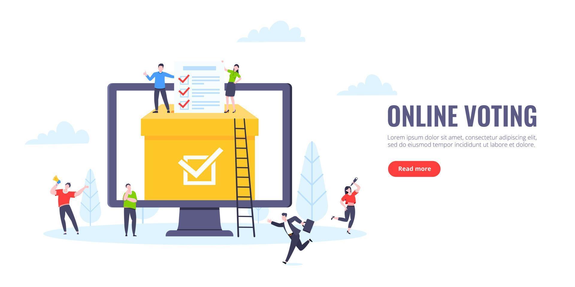 Online voting concept flat style design vector illustration.