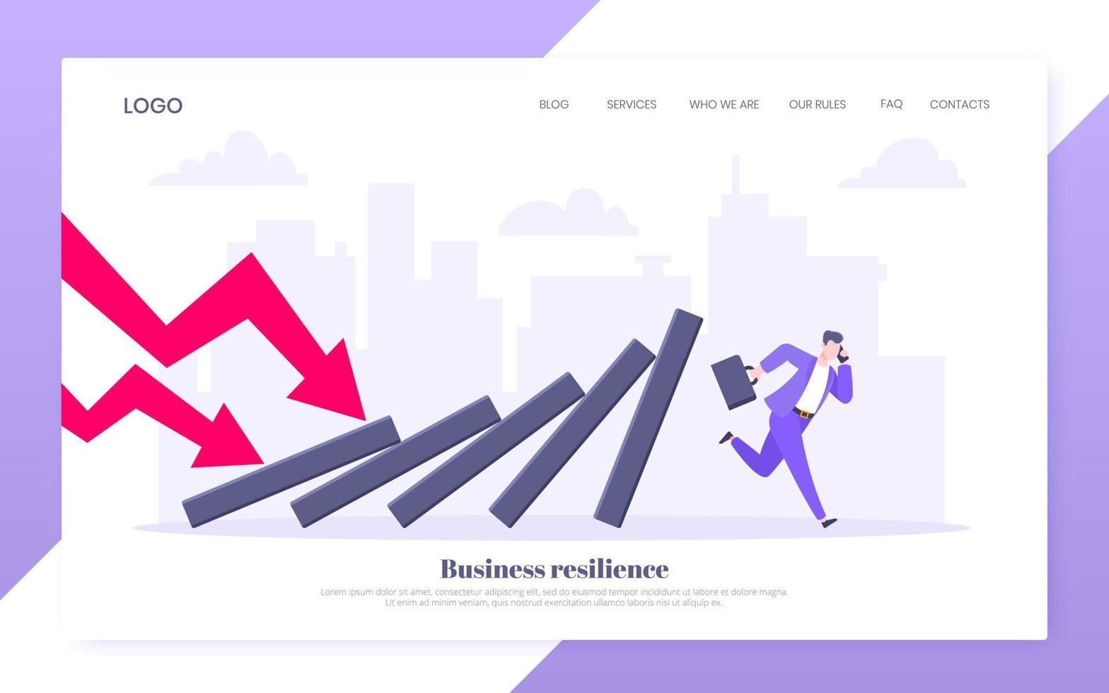Domino effect or business resilience metaphor vector illustration concept.