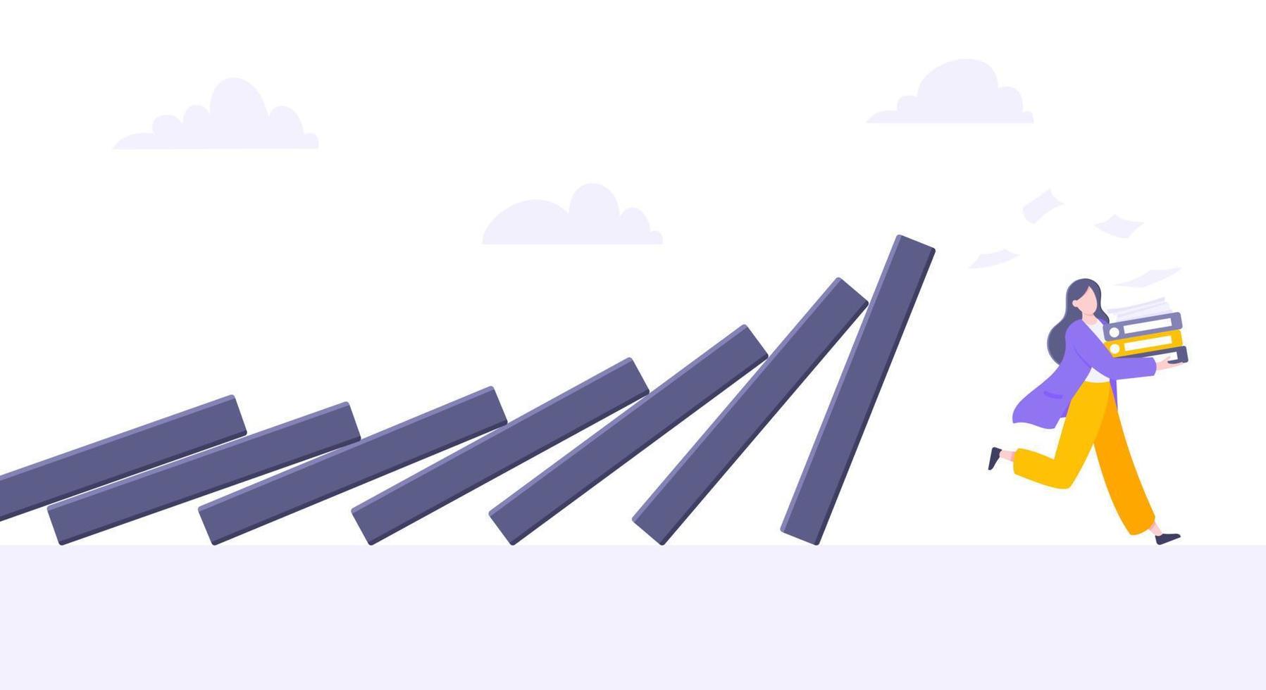 Domino effect or business cowardice metaphor vector illustration concept.