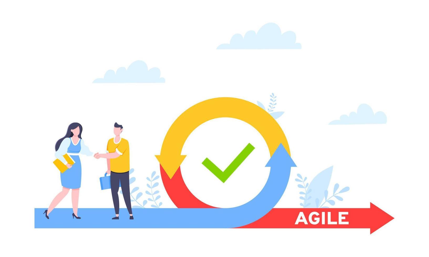 Agile development methodology business concept flat style design vector illustration isolated on white background.