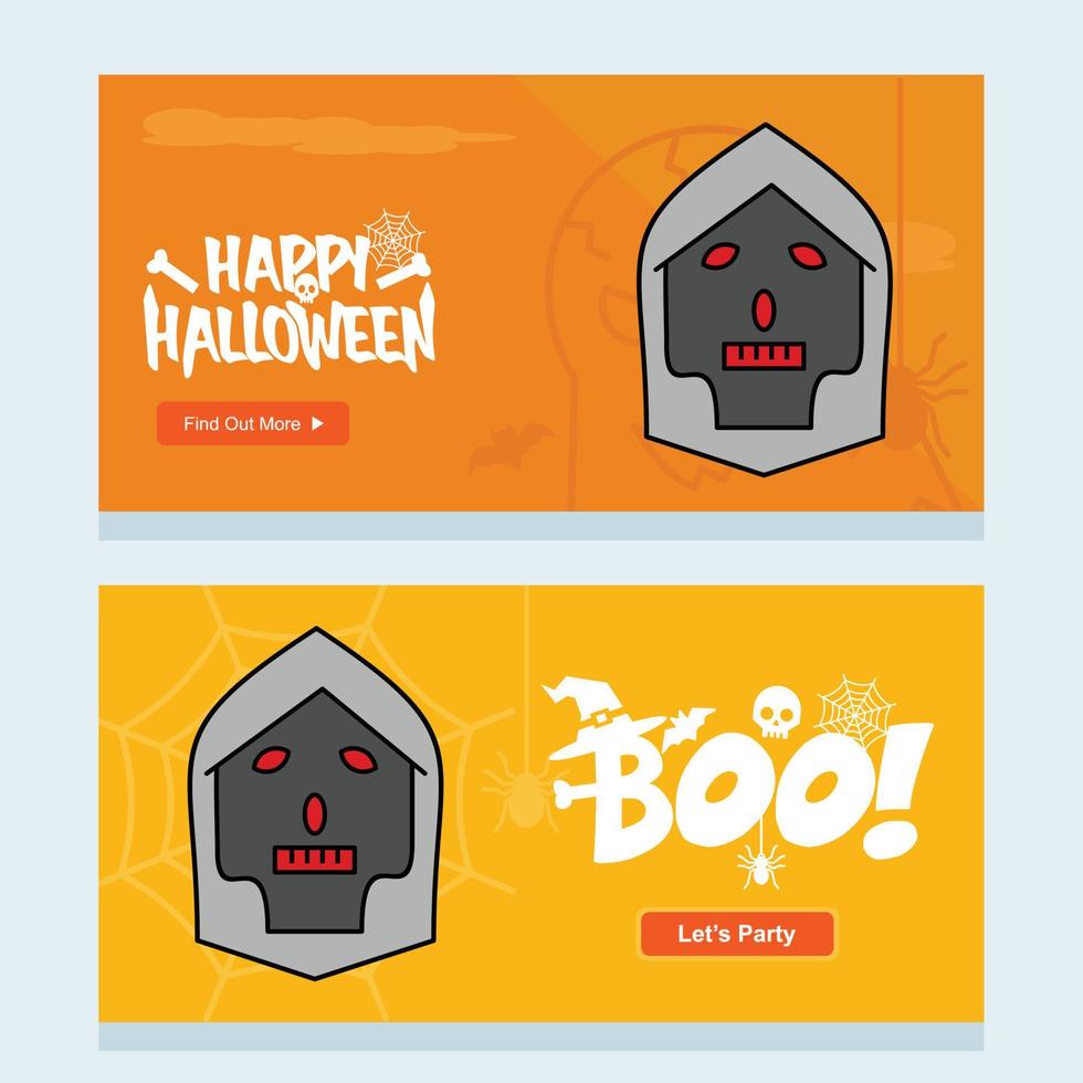 diseño de invitación de halloween feliz con vector de calavera