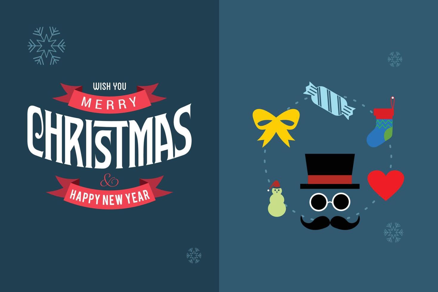 tarjeta de feliz navidad con diseño elegante y vector de tipografía