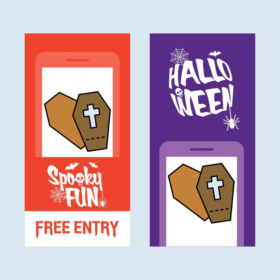 diseño de invitación de feliz halloween con vector de ataúdes