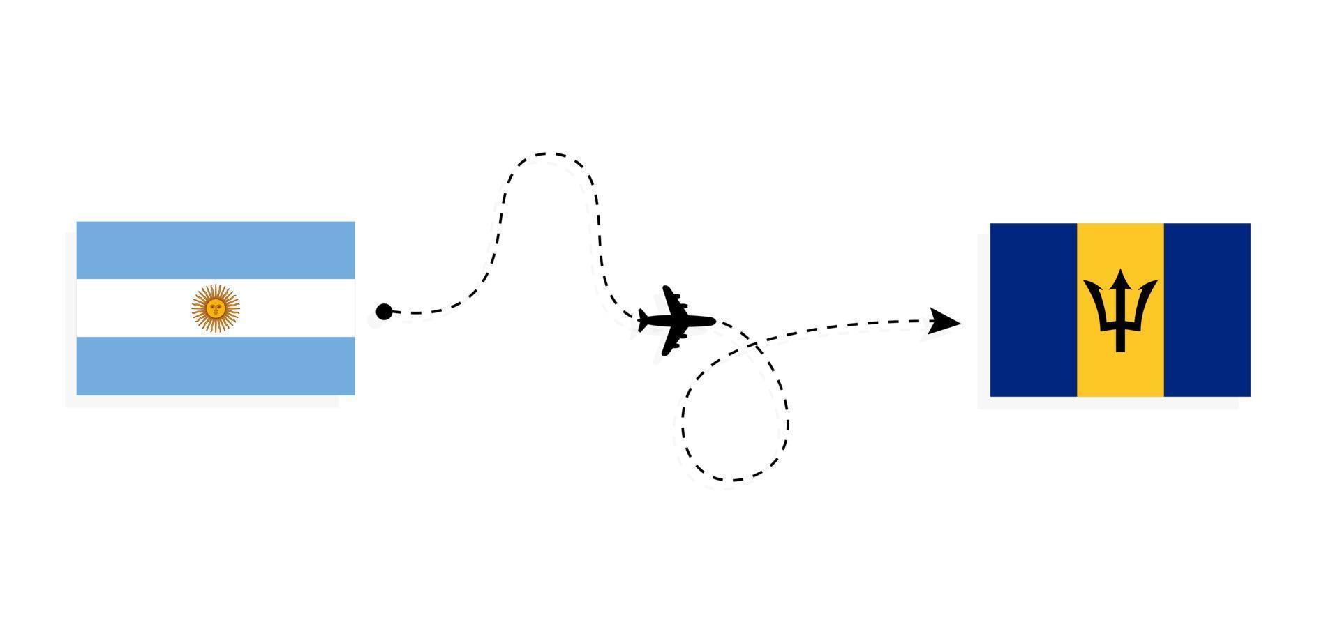 vuelo y viaje de argentina a barbados por concepto de viaje en avión de pasajeros vector