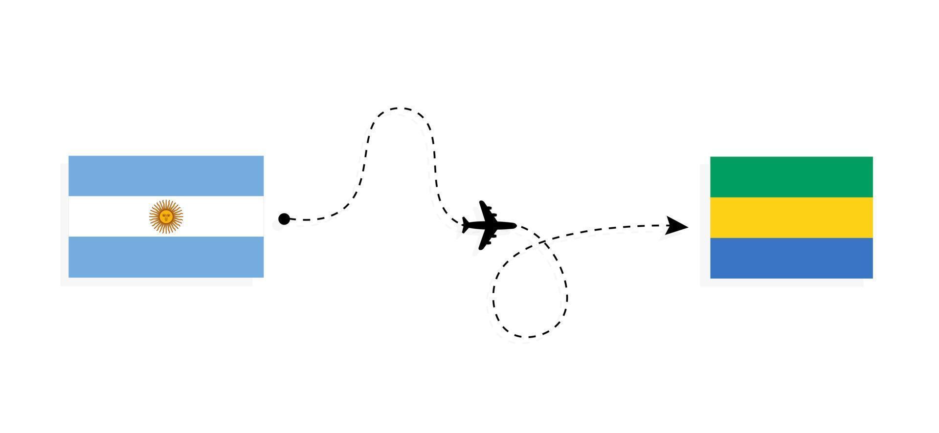 Flight and travel from Argentina to Gabon by passenger airplane Travel concept vector