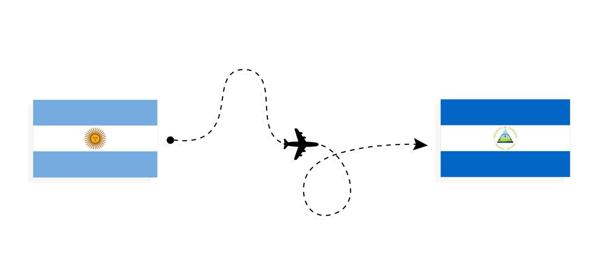 vuelo y viaje de argentina a nicaragua por concepto de viaje en avión de pasajeros vector