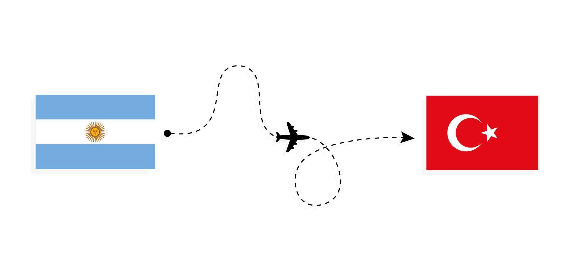 vuelo y viaje de argentina a turquía por concepto de viaje en avión de pasajeros vector