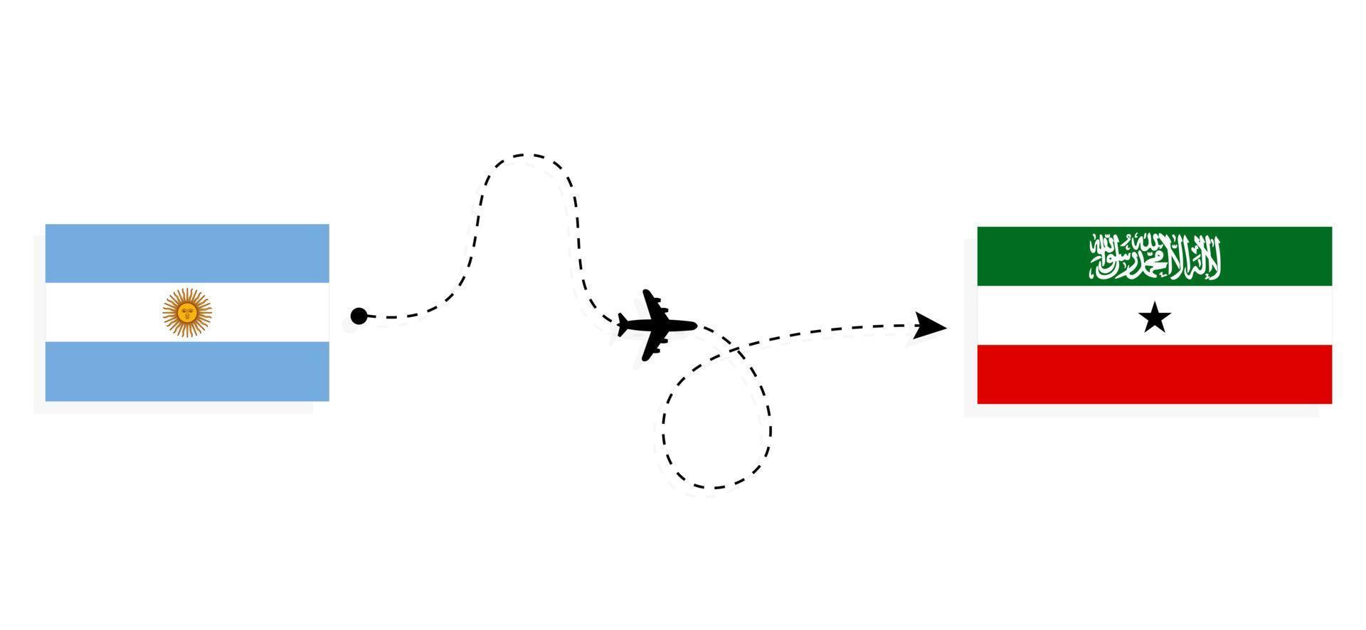 vuelo y viaje desde argentina a somalilandia por concepto de viaje en avión de pasajeros vector