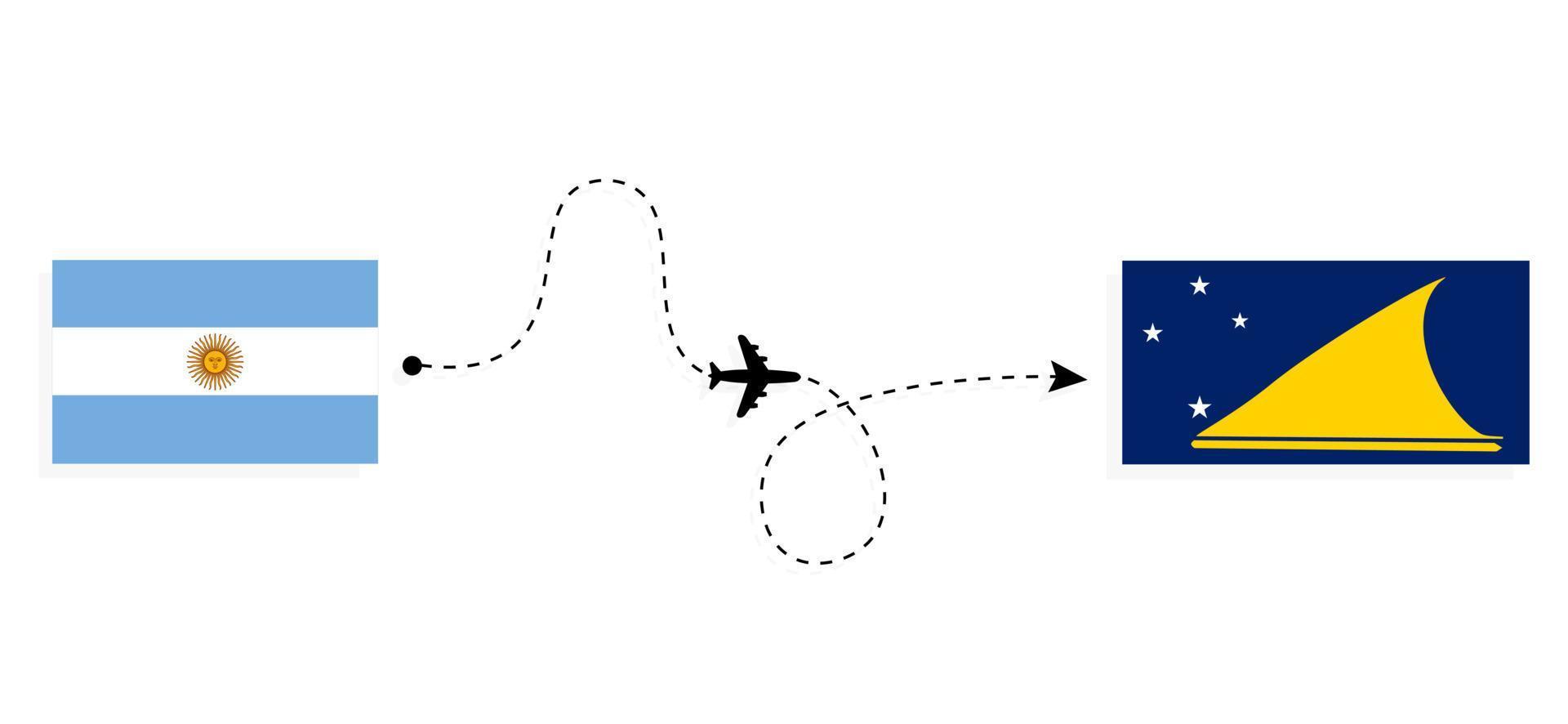 Flight and travel from Argentina to Tokelau by passenger airplane Travel concept vector