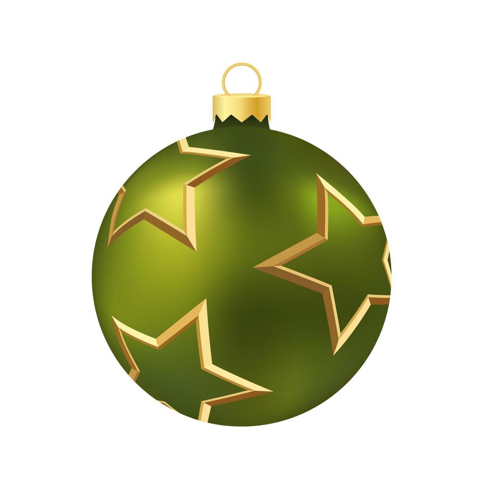 Green Christmas tree toy or ball Volumetric and realistic color illustration vector