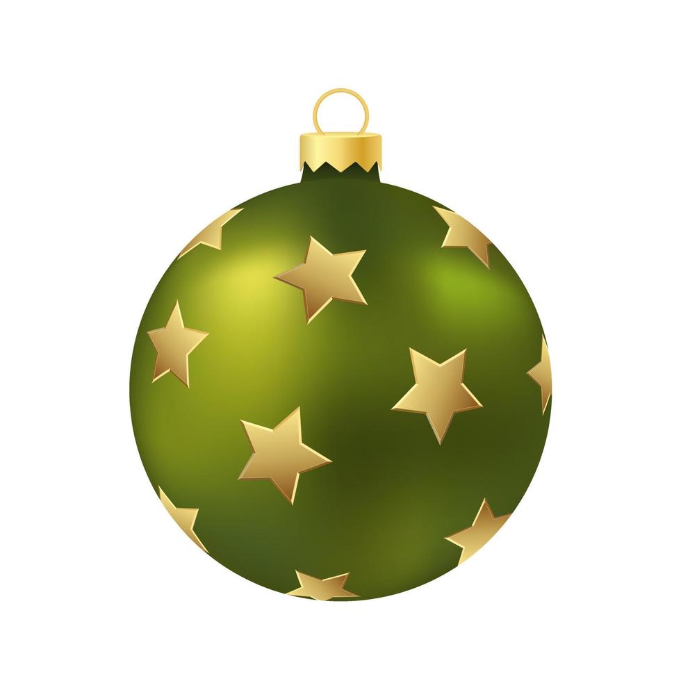 árbol de navidad verde juguete o bola volumétrica y realista ilustración en color vector