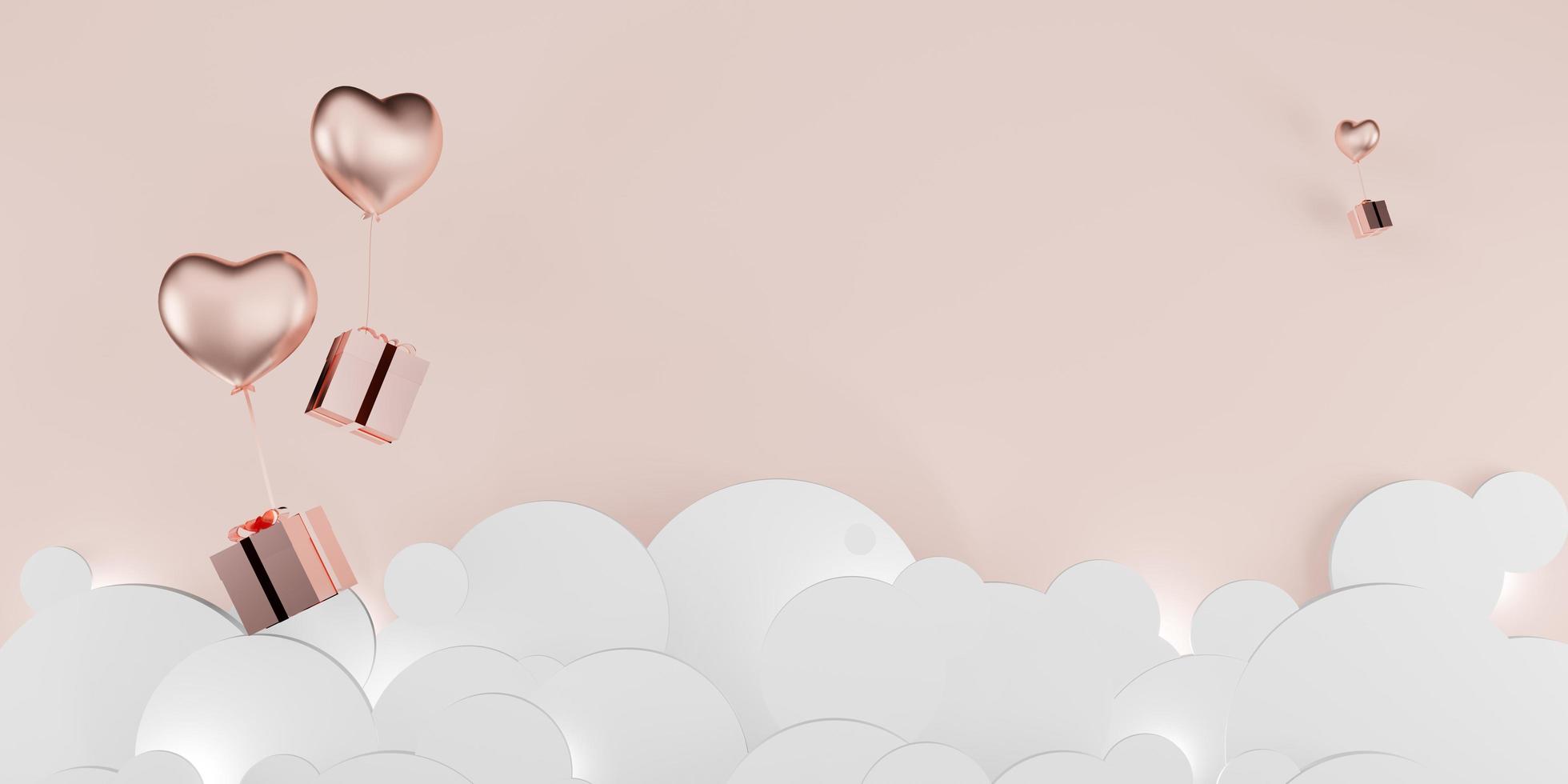 new year and birthday wallpapers gift boxes and balloons floating in the sky cloudy day 3d illustration photo