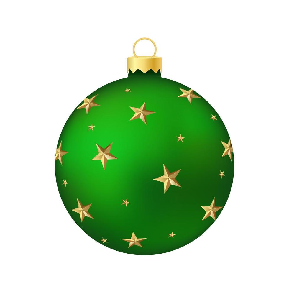 árbol de navidad verde juguete o bola volumétrica y realista ilustración en color vector